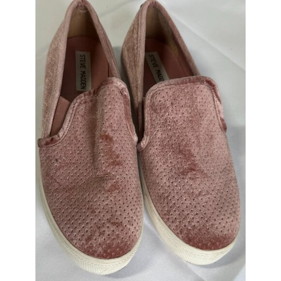 Steve Madden Zarayy Pink Blush Velour Slip-On Sneaker Flats Womens 7.5 Casual - Picture 1 of 11